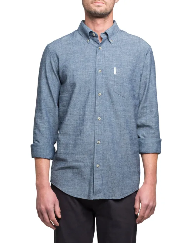 Long-Sleeve Chambray Woven Shirt - Navy Blazer sold by Ben Sherman