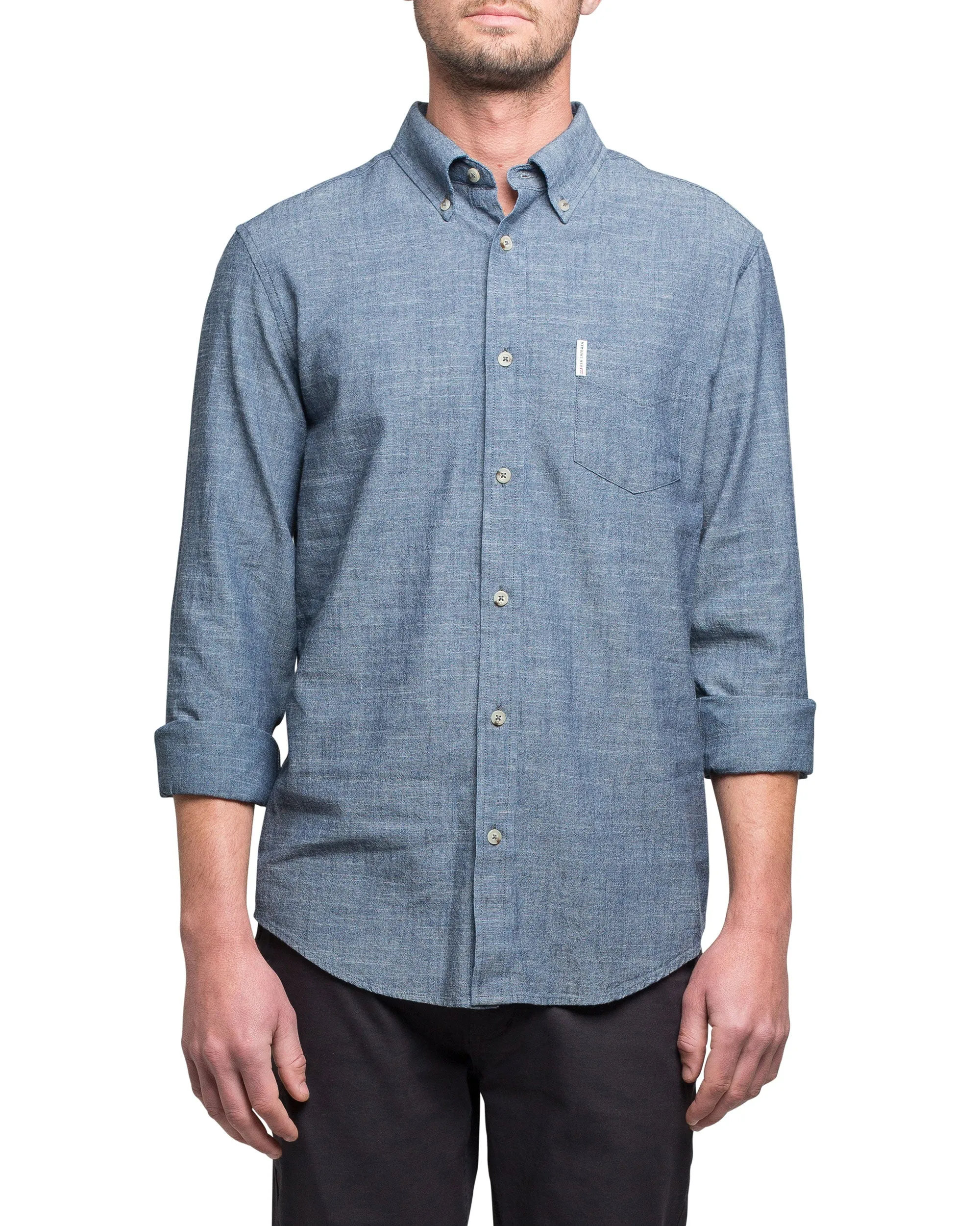 Long-Sleeve Chambray Woven Shirt - Navy Blazer sold by Ben Sherman