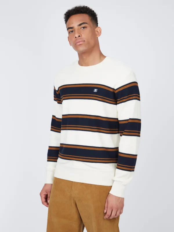 B by Ben Sherman Striped Chunky Knit Sweater - Ivory sold by Ben Sherman