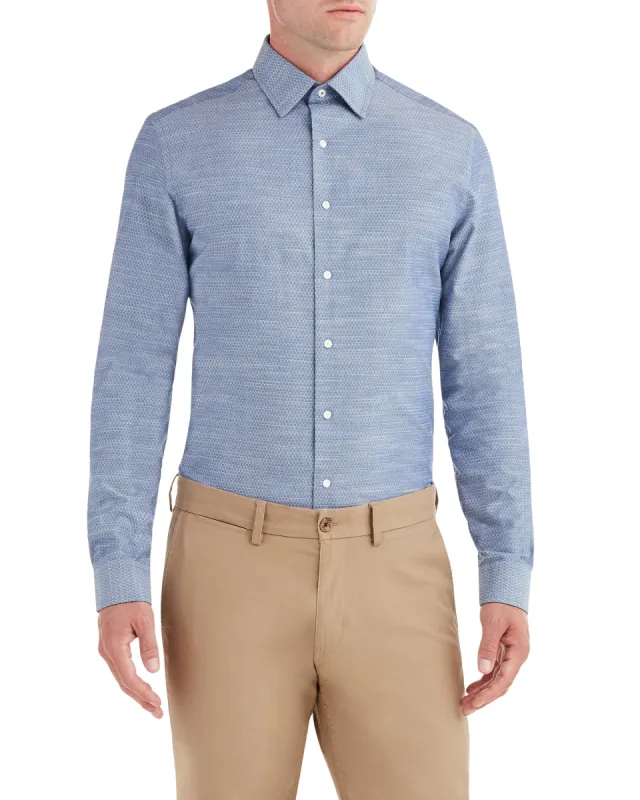 Navy Slub Argyle Dobby Slim Fit Dress Shirt sold by Ben Sherman