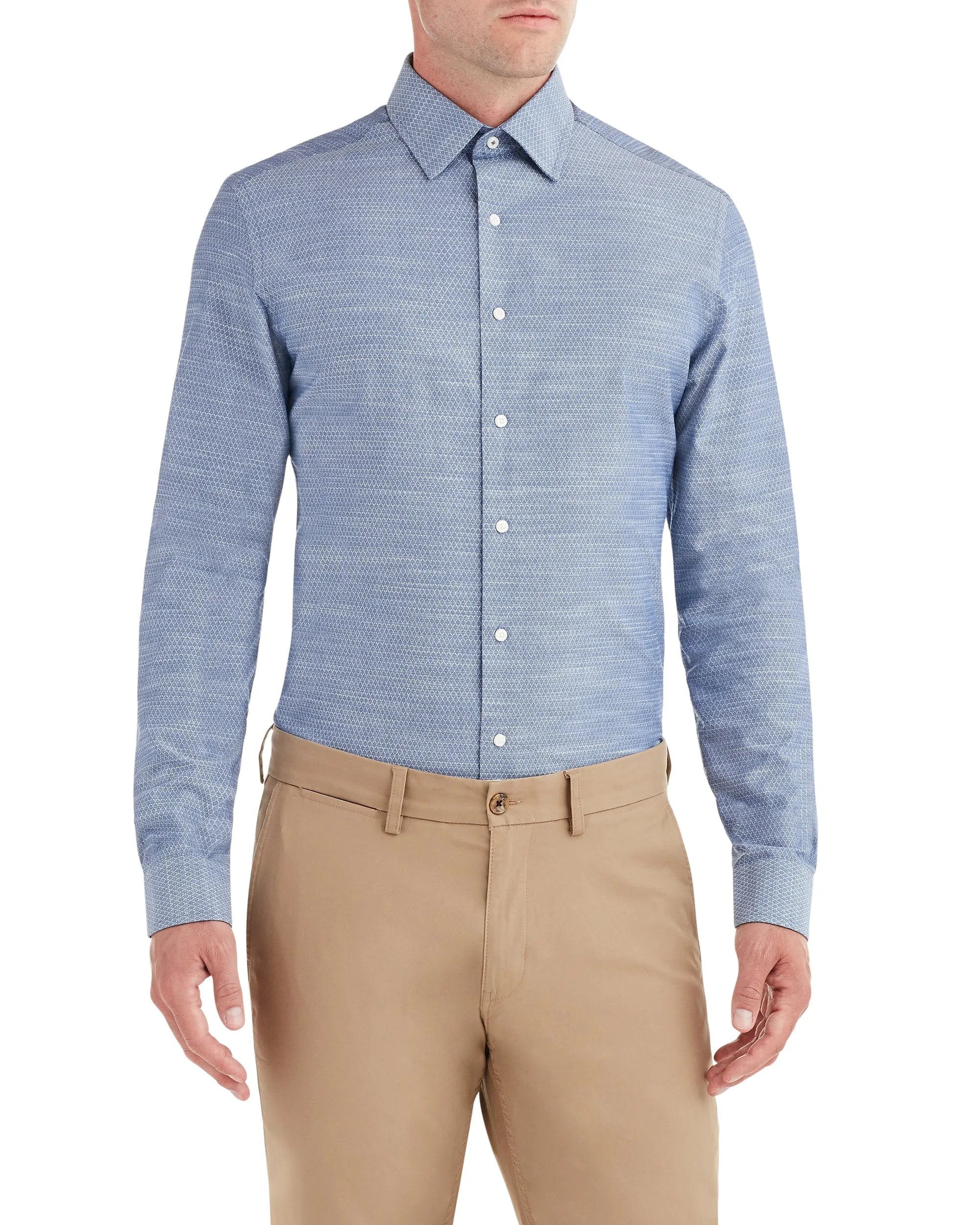 Navy Slub Argyle Dobby Slim Fit Dress Shirt sold by Ben Sherman