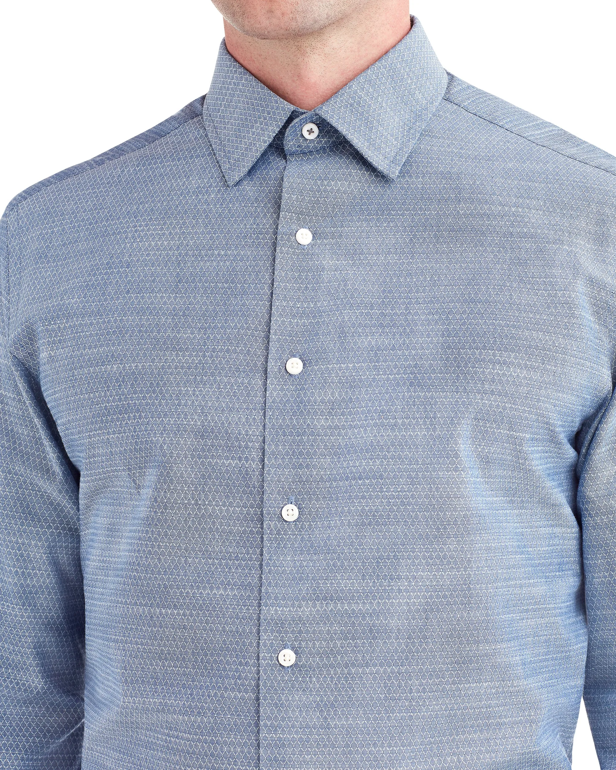 Navy Slub Argyle Dobby Slim Fit Dress Shirt sold by Ben Sherman product image thumbnail 3