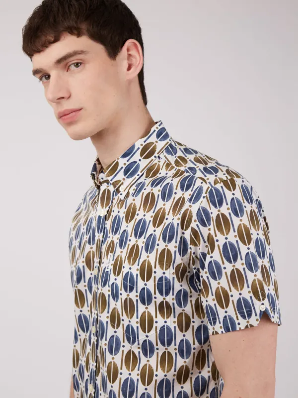 Distressed Retro Print Short-Sleeve Shirt sold by Ben Sherman
