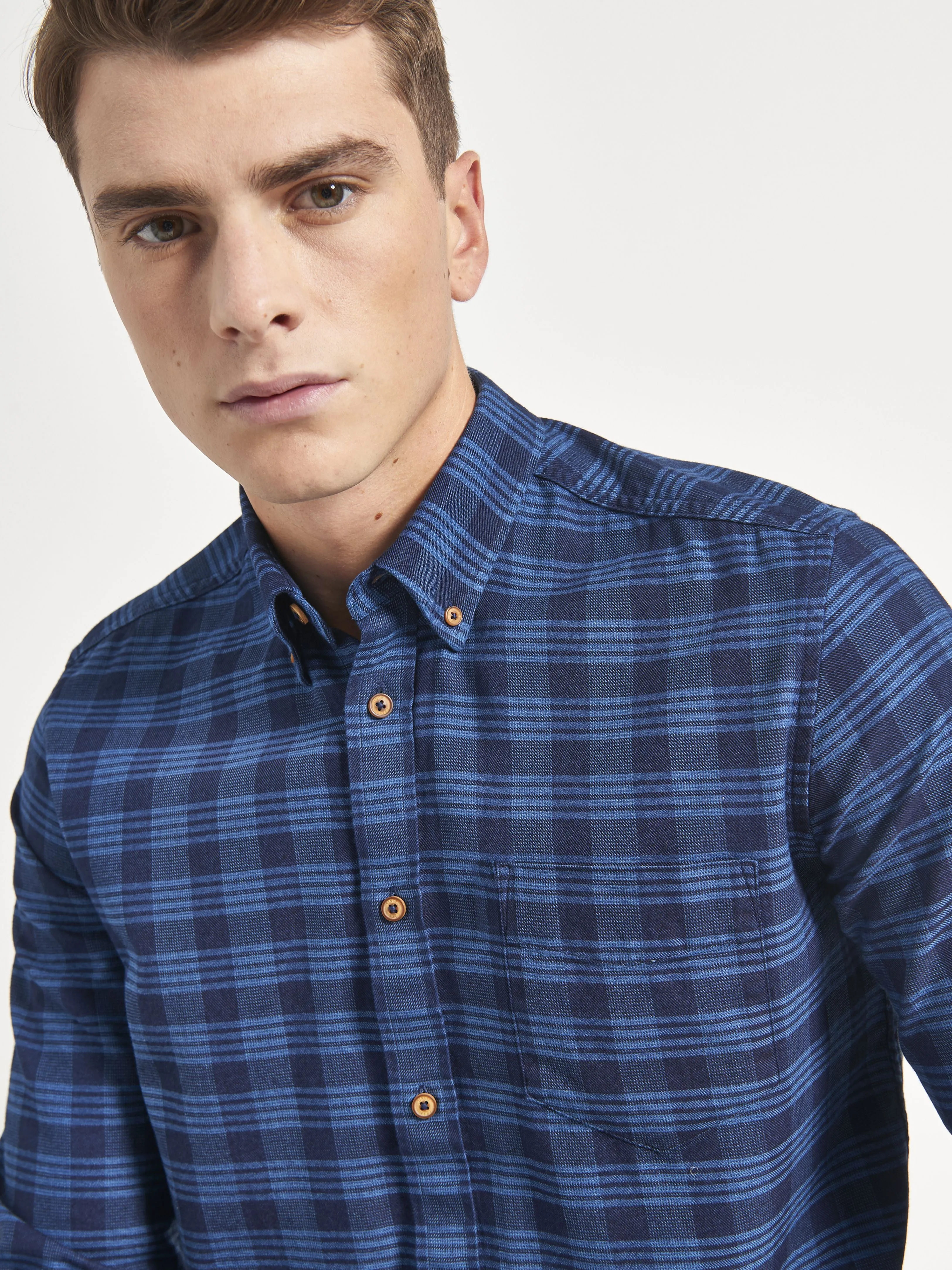 Indigo Gingham Check Long-Sleeve Shirt sold by Ben Sherman product image thumbnail 4
