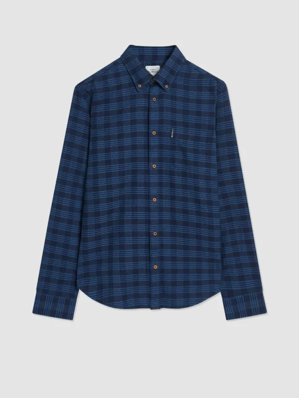 Indigo Gingham Check Long-Sleeve Shirt sold by Ben Sherman