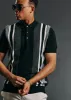 Birdseye Stripe Knit Polo - Black sold by Ben Sherman