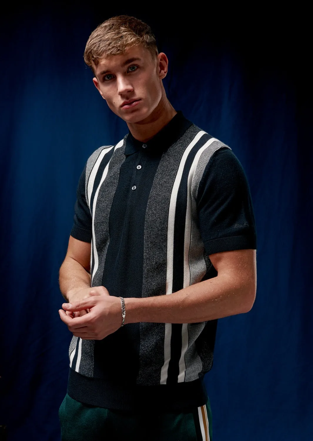 Birdseye Stripe Knit Polo - Black sold by Ben Sherman product image thumbnail 2