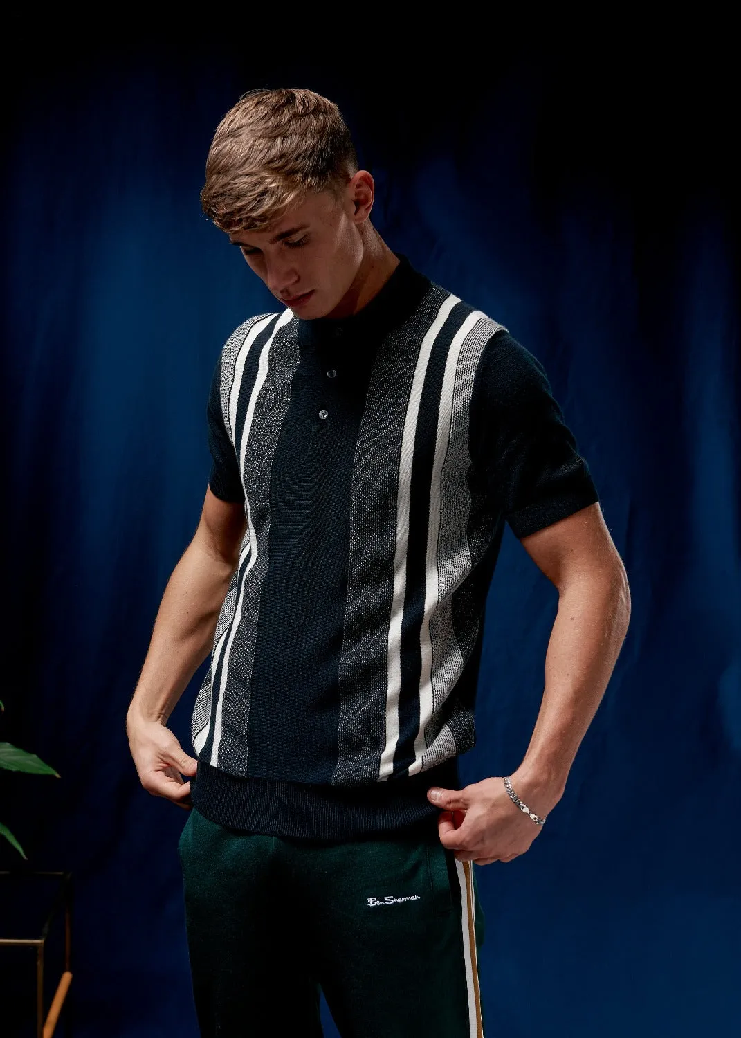 Birdseye Stripe Knit Polo - Black sold by Ben Sherman product image thumbnail 3