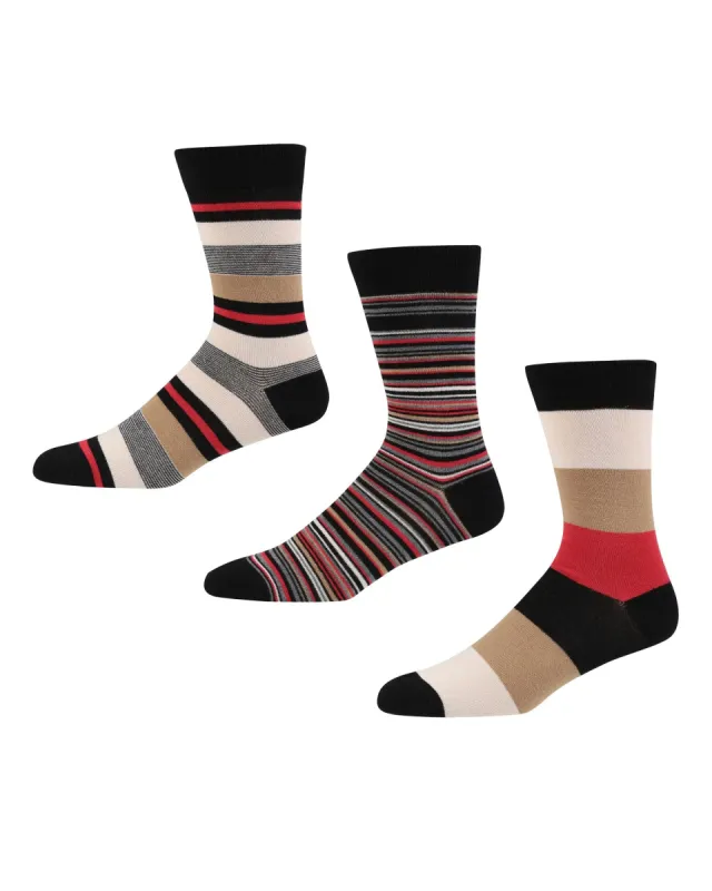 Meadow Lake Men's 3-Pack Socks - Beige/Red/Navy sold by Ben Sherman