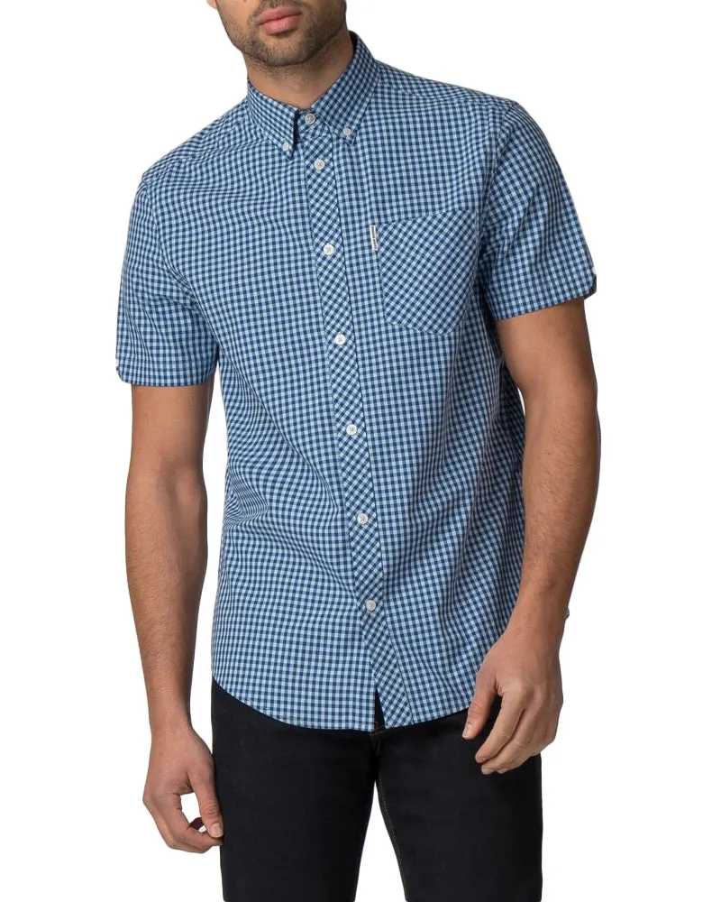 Short-Sleeve Gingham Shirt - Sky Blue sold by Ben Sherman
