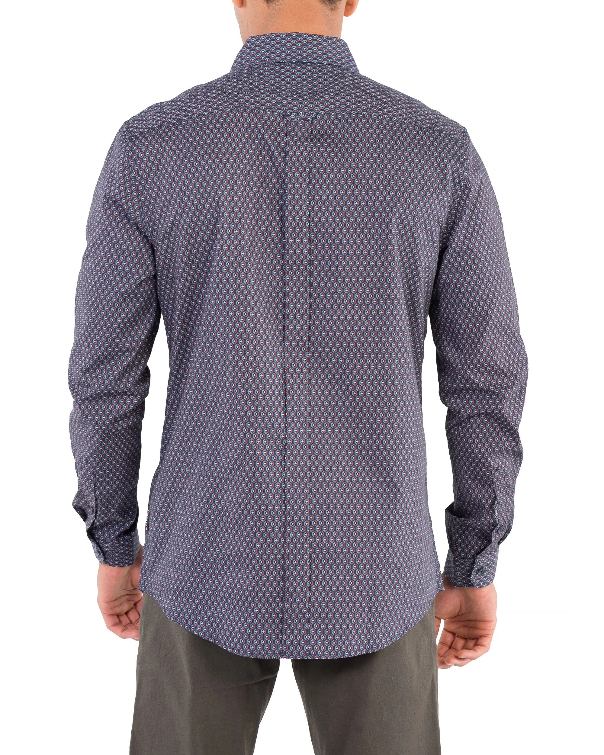 Long-Sleeve Retro Geo Print Shirt - Navy sold by Ben Sherman product image thumbnail 2