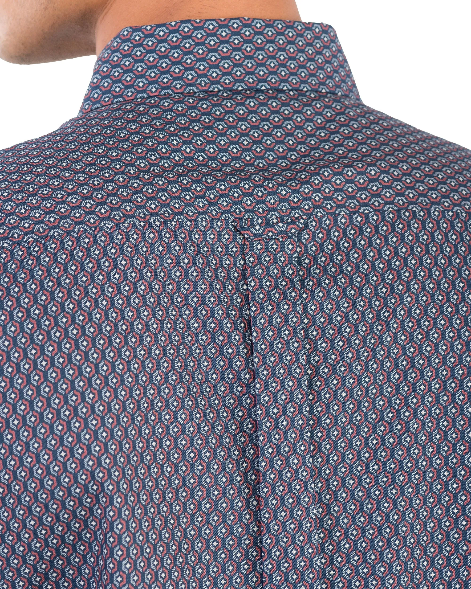 Long-Sleeve Retro Geo Print Shirt - Navy sold by Ben Sherman product image thumbnail 3