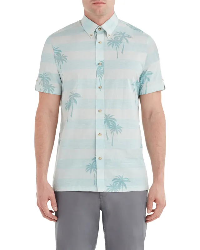 Short-Sleeve Palm Print Shirt - Sea sold by Ben Sherman