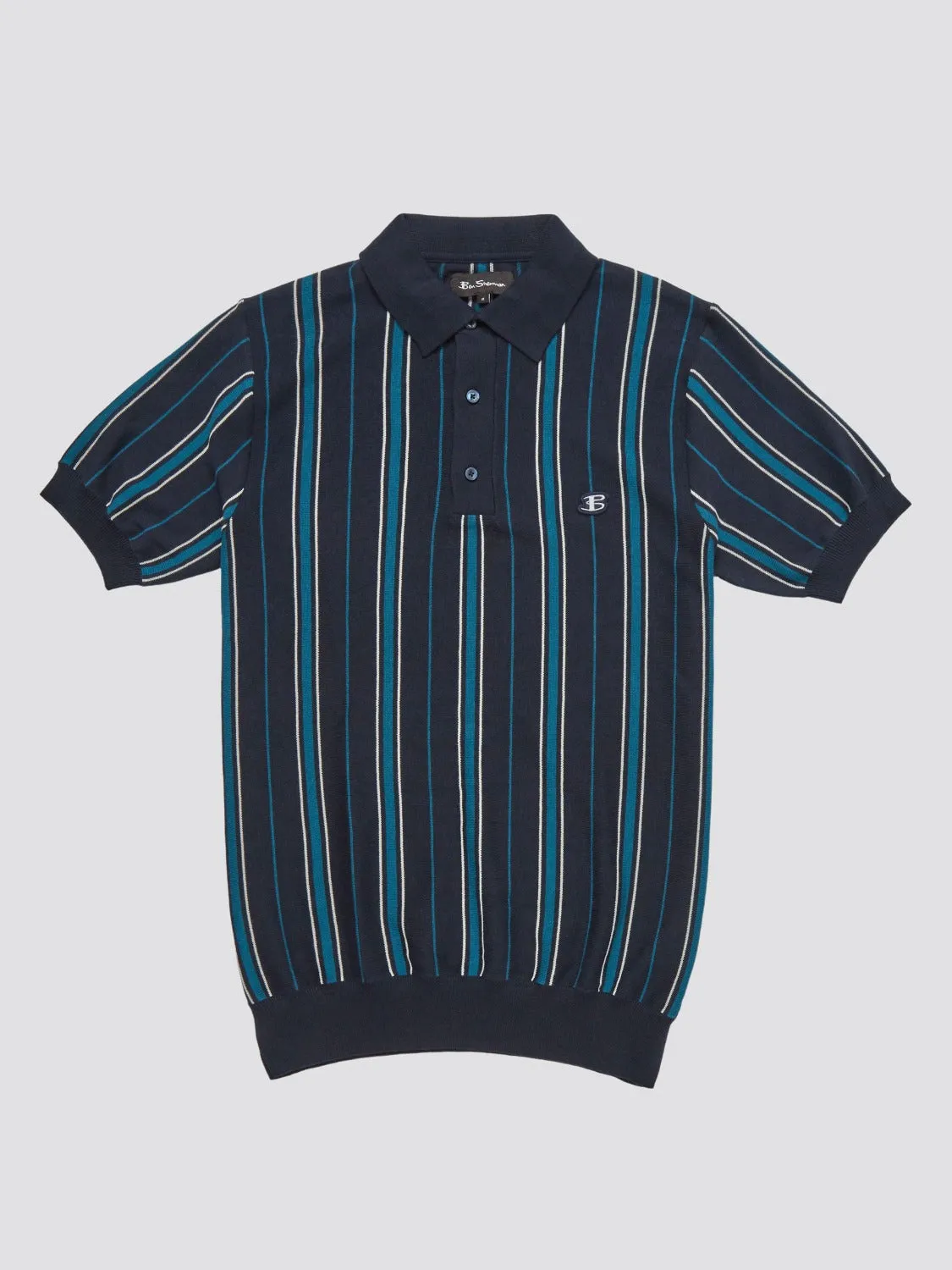 B by Ben Sherman Striped Knit Polo - Navy sold by Ben Sherman product image thumbnail 2