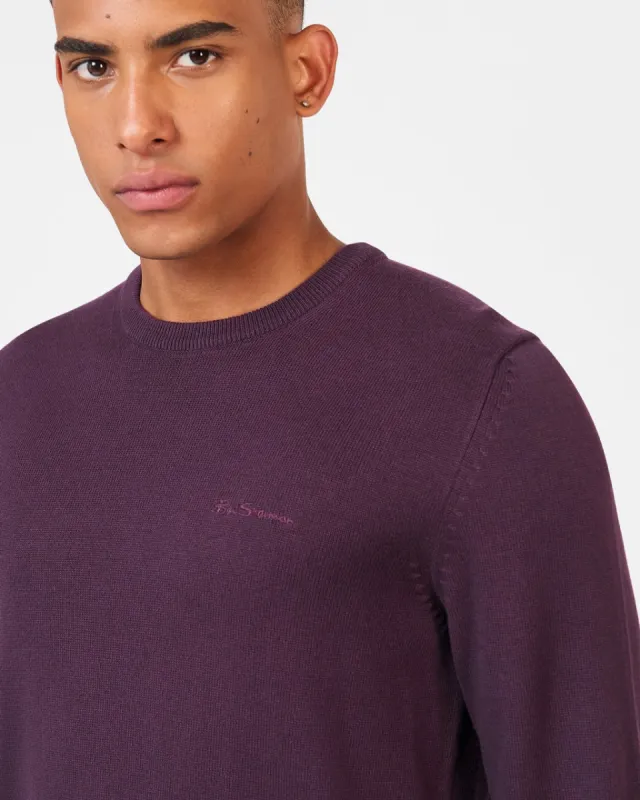 Signature Knitted Crewneck Sweater - Plum sold by Ben Sherman