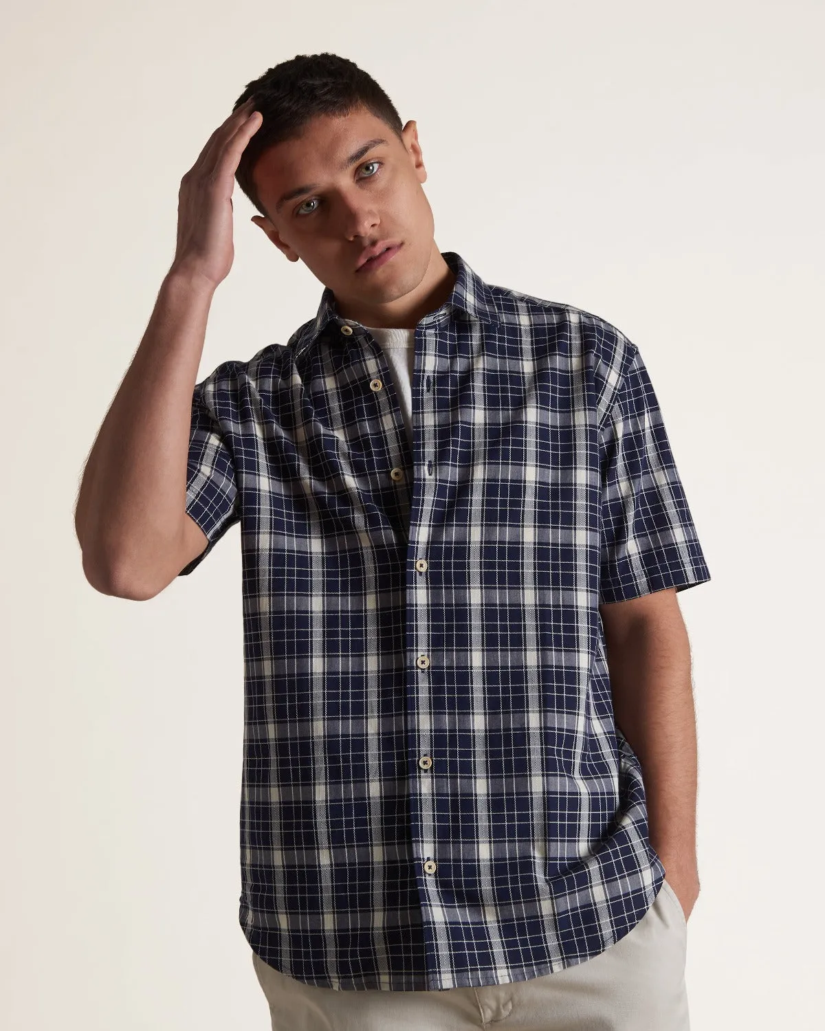 Textured Check Short-Sleeve Shirt sold by Ben Sherman