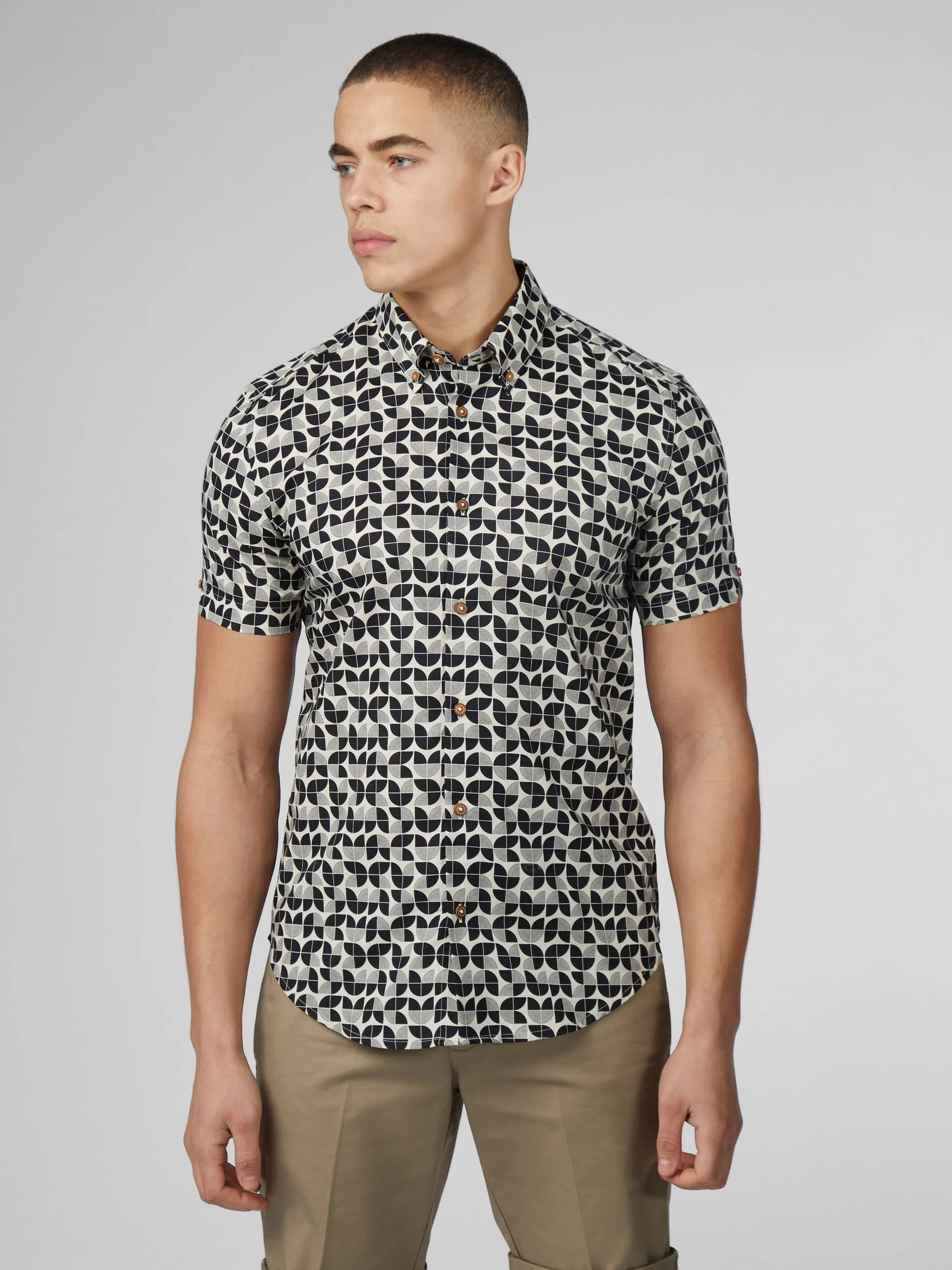 Linear Print Shirt - Black sold by Ben Sherman