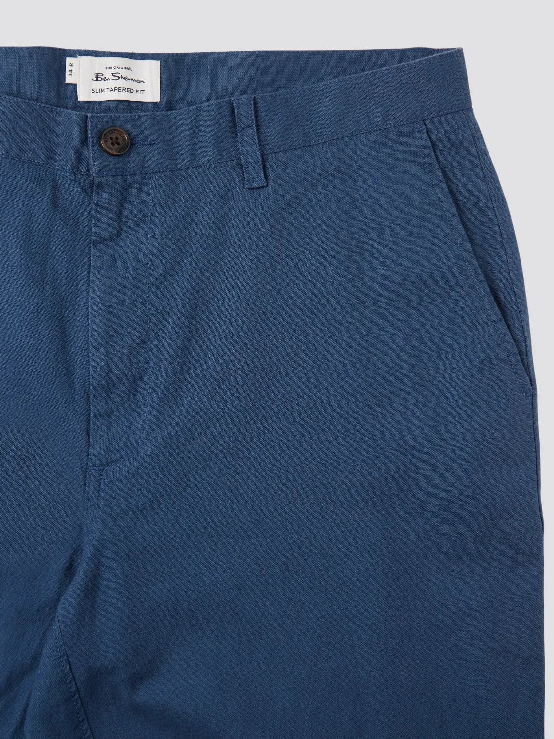 Signature Slim Taper Linen Trousers - Blue sold by Ben Sherman product image thumbnail 5