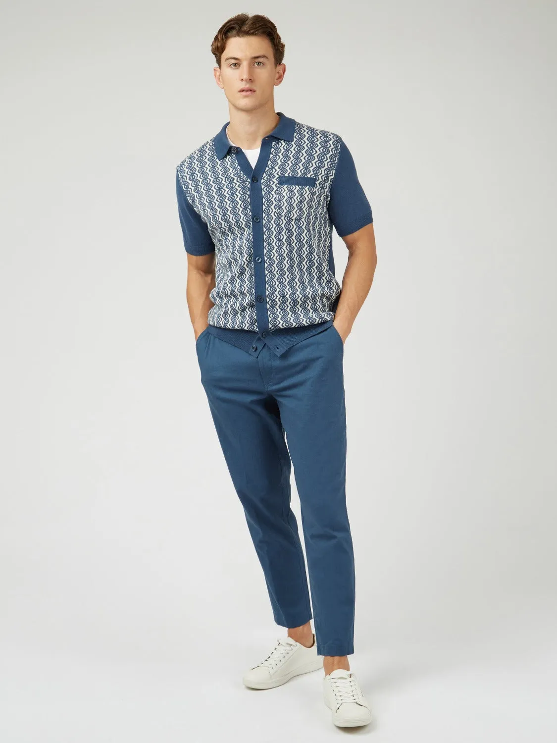 Signature Slim Taper Linen Trousers - Blue sold by Ben Sherman product image thumbnail 2
