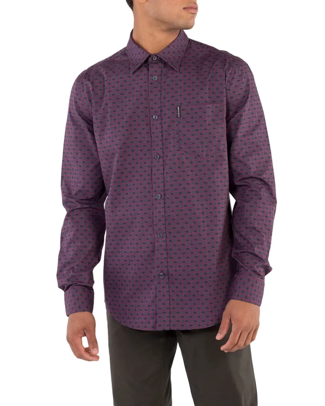 Long-Sleeve Geo Paisley Print Shirt - Wine sold by Ben Sherman
