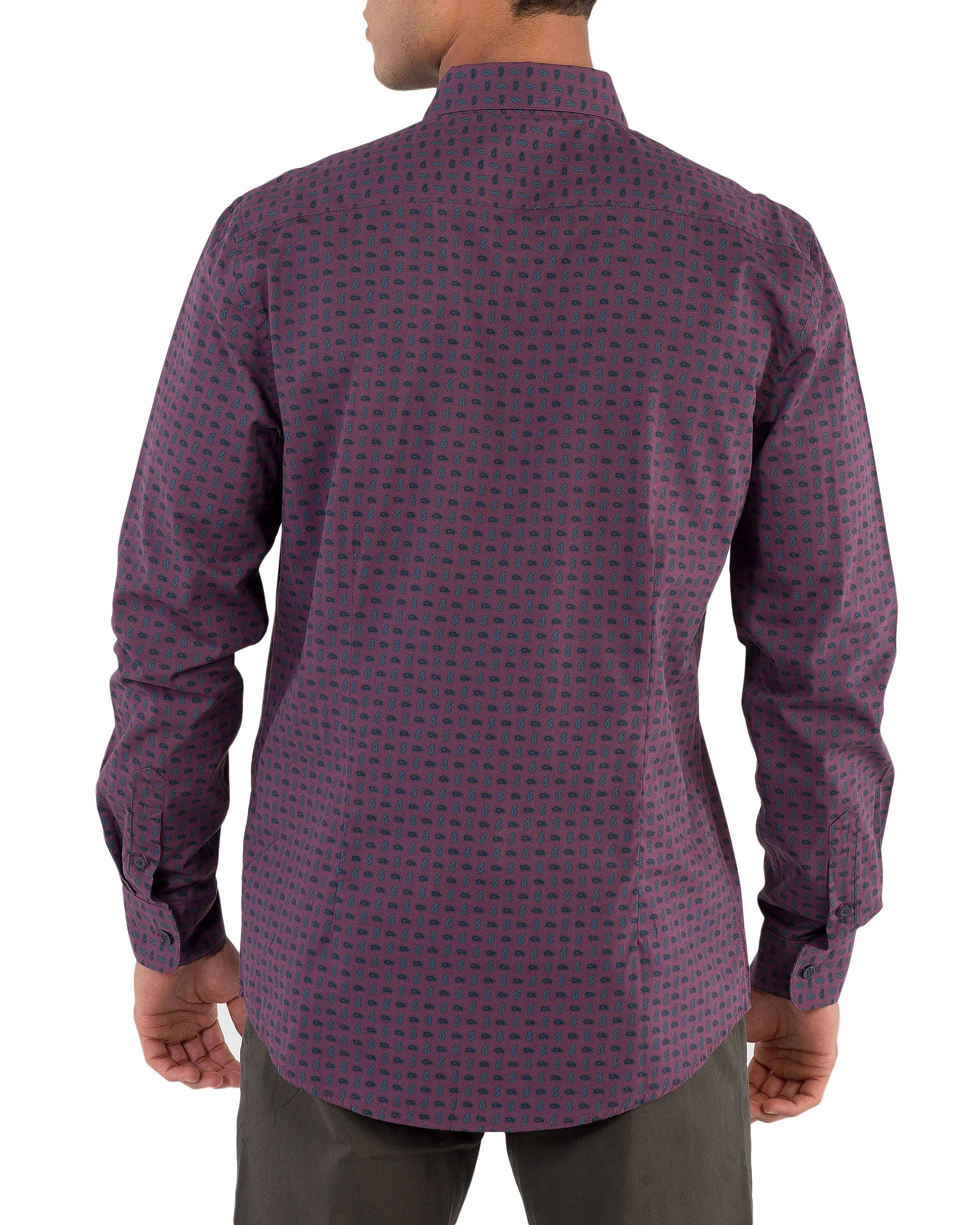 Long-Sleeve Geo Paisley Print Shirt - Wine sold by Ben Sherman product image thumbnail 2