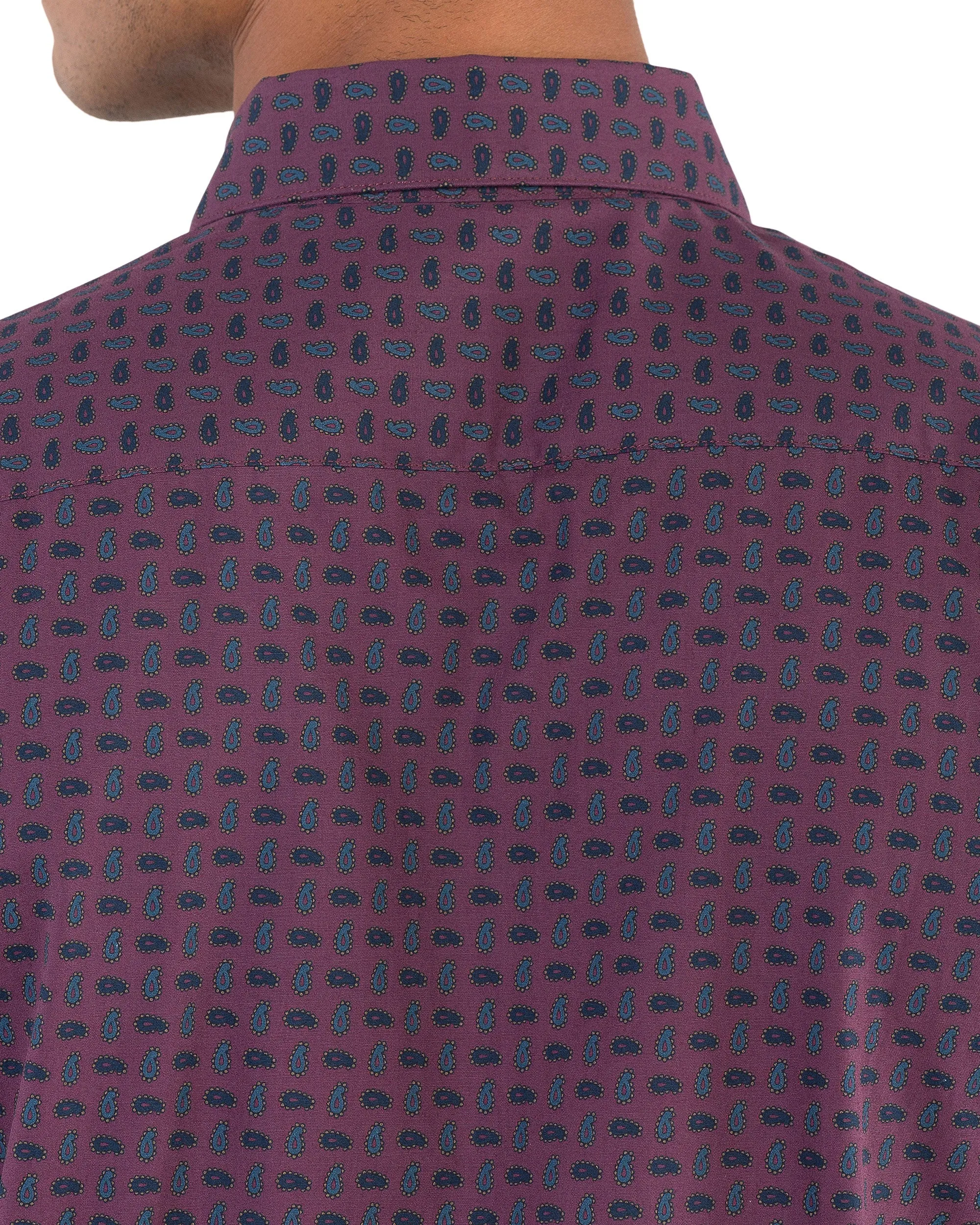 Long-Sleeve Geo Paisley Print Shirt - Wine sold by Ben Sherman product image thumbnail 4