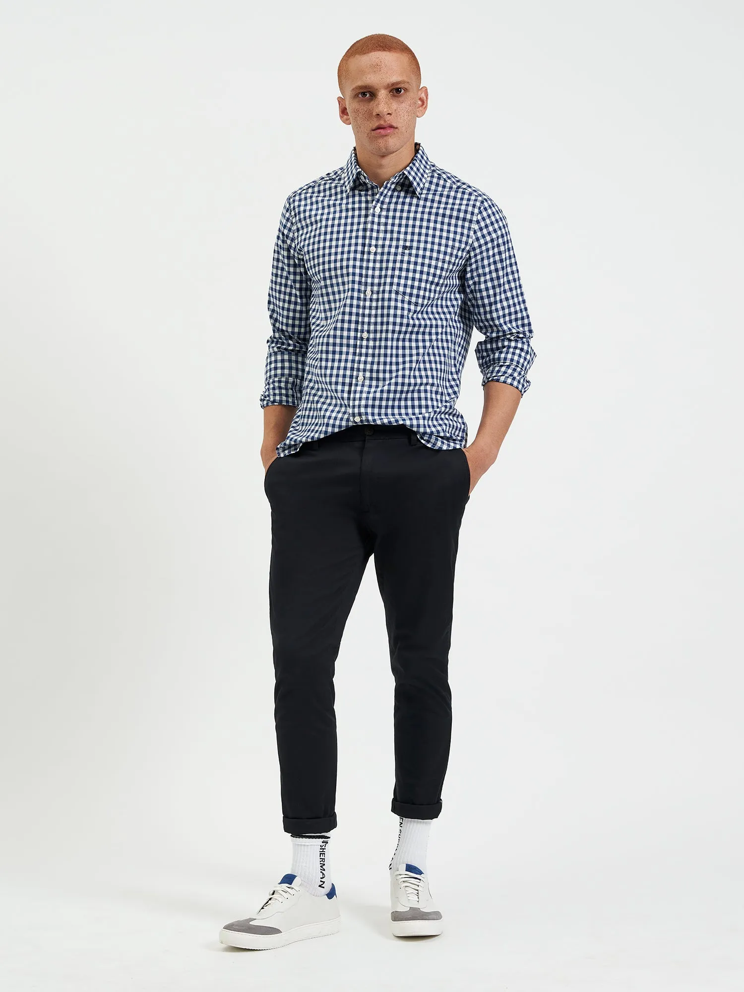 House Poplin Gingham Shirt - Navy sold by Ben Sherman product image thumbnail 5