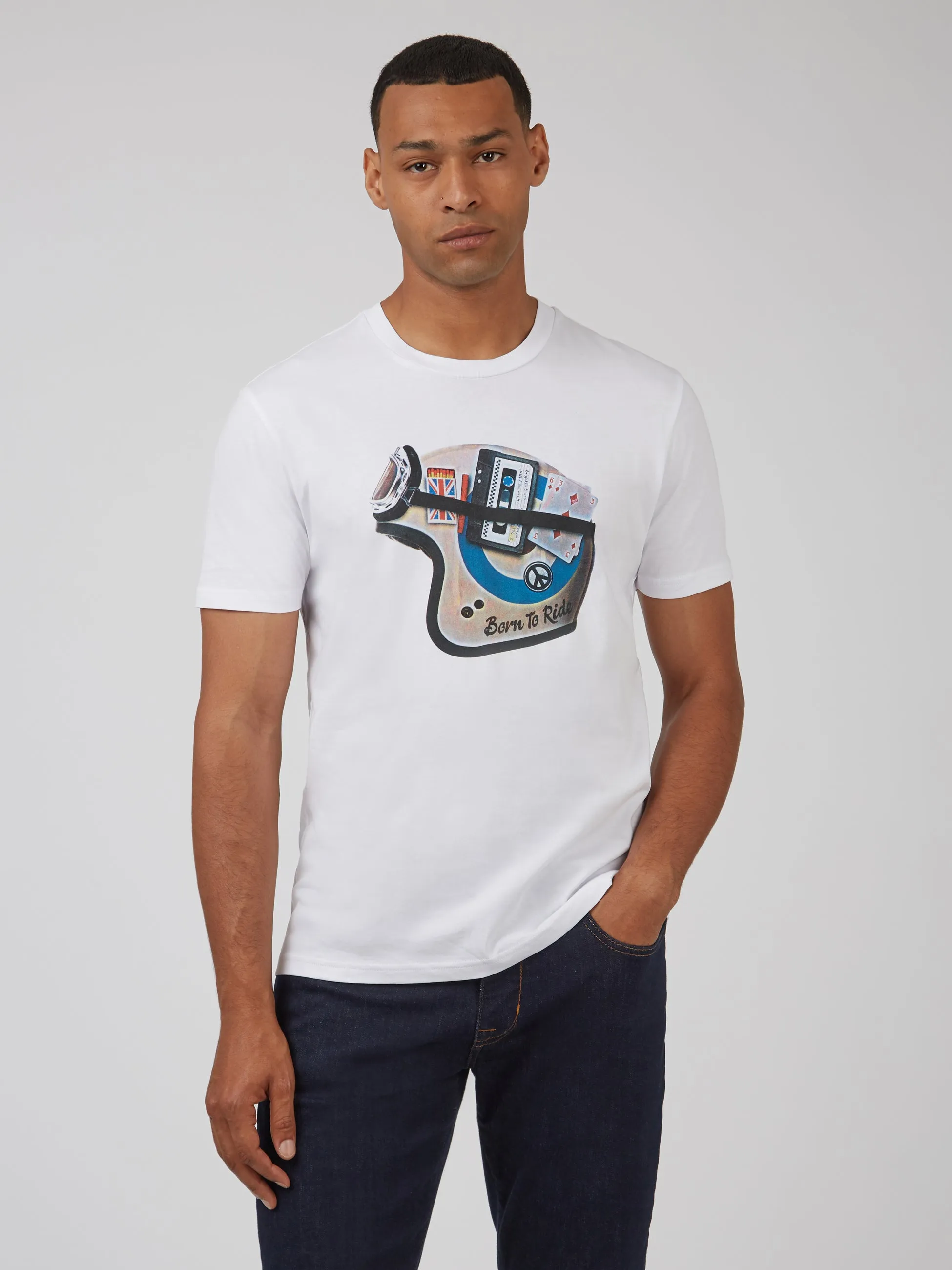 Organic Jersey Heritage Helmet Graphic Tee - White sold by Ben Sherman product image thumbnail 4
