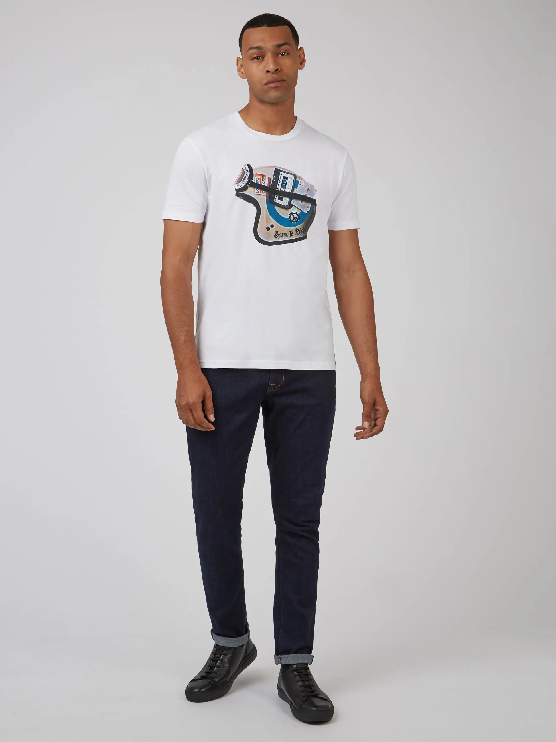 Organic Jersey Heritage Helmet Graphic Tee - White sold by Ben Sherman product image thumbnail 5