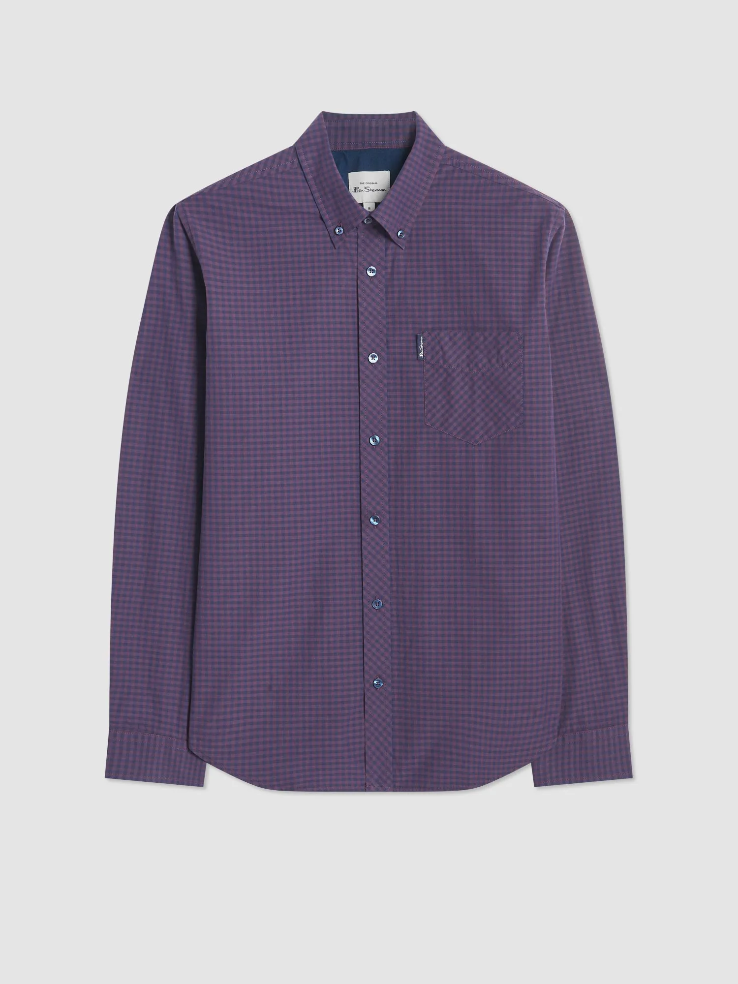 Signature Gingham Long-Sleeve Shirt - Plum sold by Ben Sherman