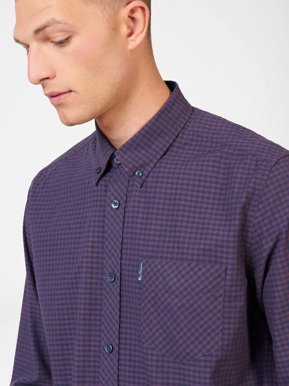 Signature Gingham Long-Sleeve Shirt - Plum sold by Ben Sherman product image thumbnail 2