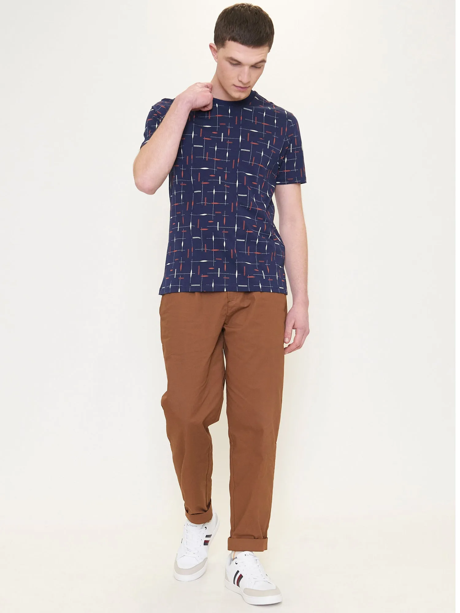 Check-Print Cotton Pique Tee - Marine sold by Ben Sherman product image thumbnail 4