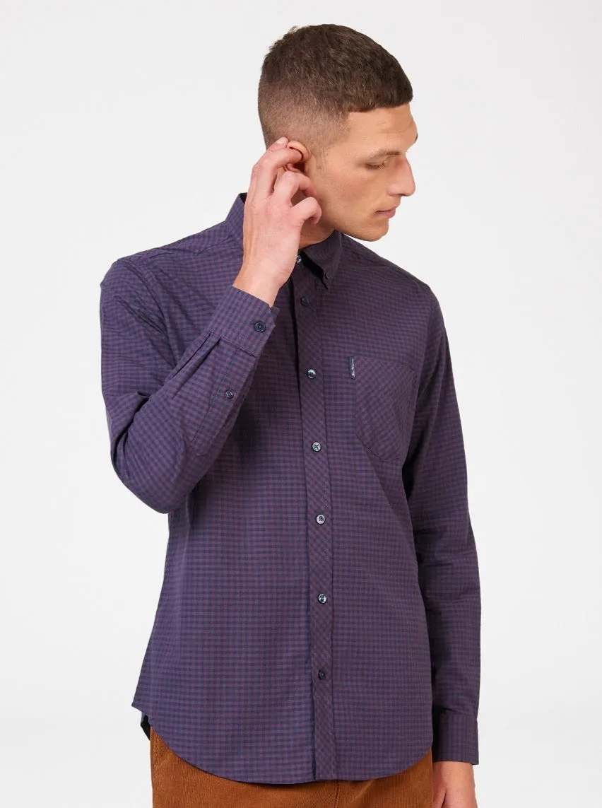 Signature Gingham Long-Sleeve Shirt - Plum sold by Ben Sherman product image thumbnail 4