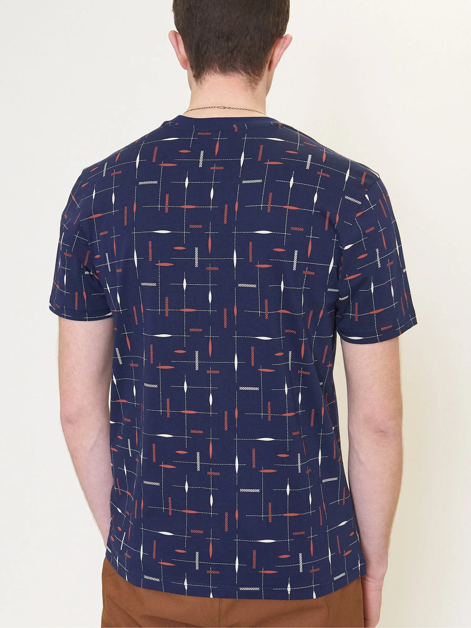 Check-Print Cotton Pique Tee - Marine sold by Ben Sherman product image thumbnail 2