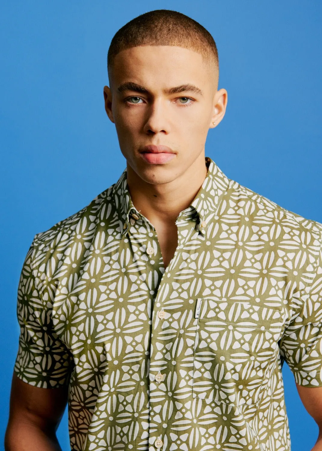 Geo Block Print Relaxed-Fit Shirt sold by Ben Sherman