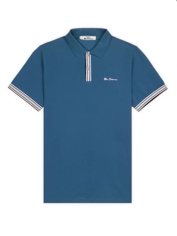 Mod Stripe Detail Polo - Blue Grey sold by Ben Sherman