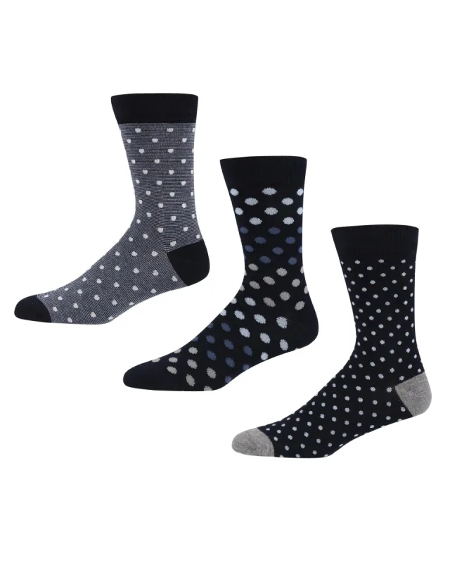 Queens Logic Men's 3-Pack Socks - Navy/Blue Spots sold by Ben Sherman