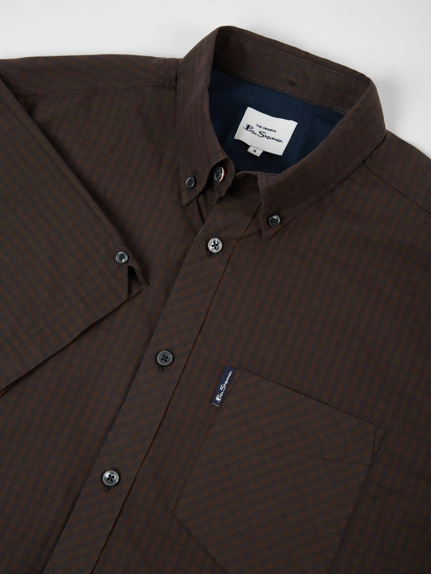 Signature Short-Sleeve Gingham Shirt - Cocoa sold by Ben Sherman product image thumbnail 5