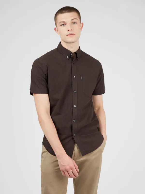 Signature Short-Sleeve Gingham Shirt - Cocoa sold by Ben Sherman