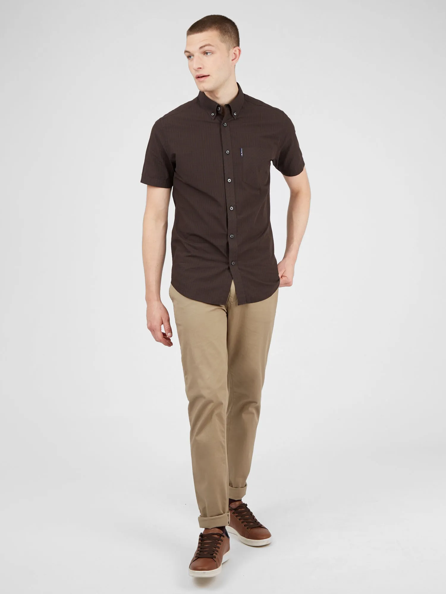 Signature Short-Sleeve Gingham Shirt - Cocoa sold by Ben Sherman product image thumbnail 4
