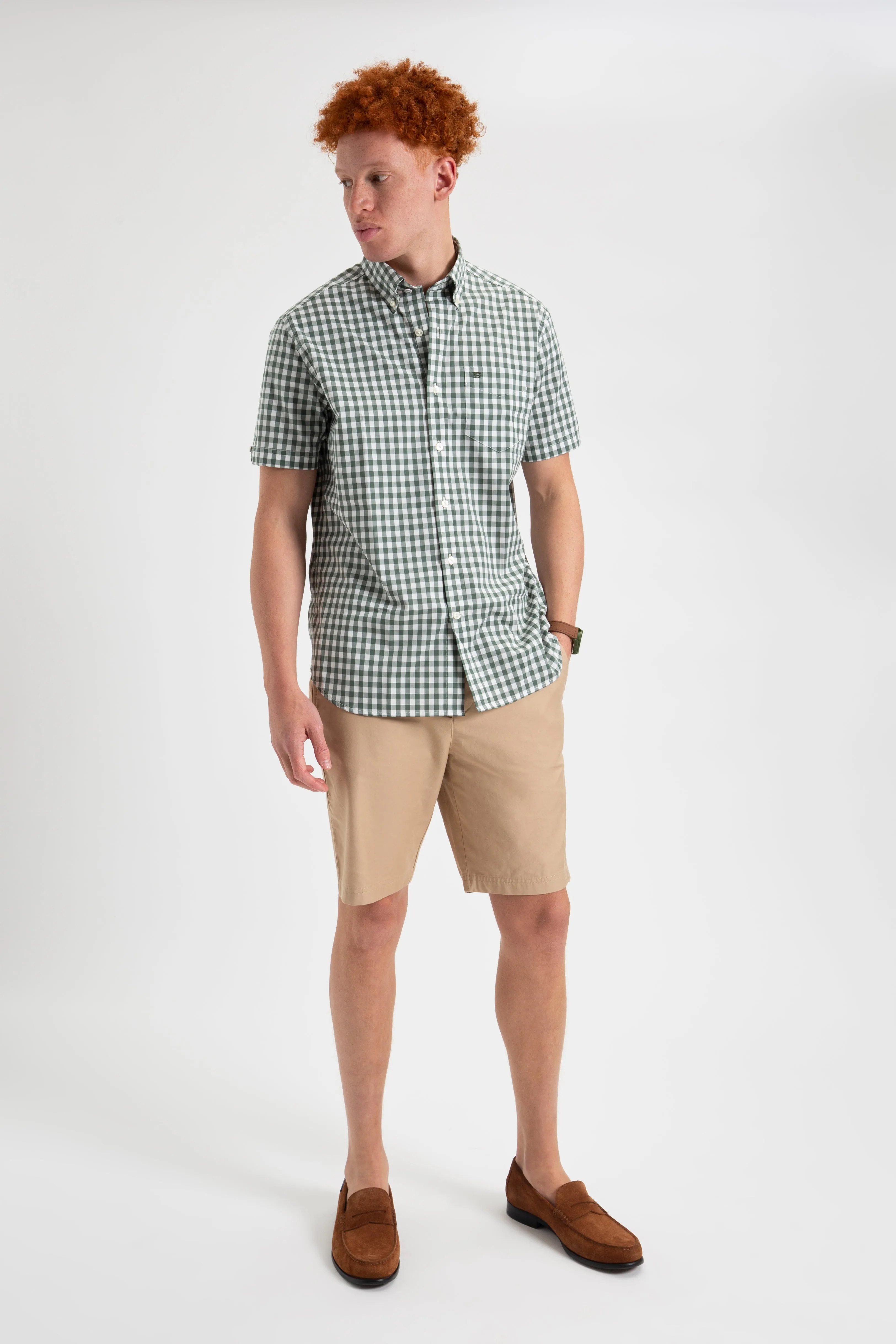 House Poplin Gingham Shirt - Olive sold by Ben Sherman product image thumbnail 5