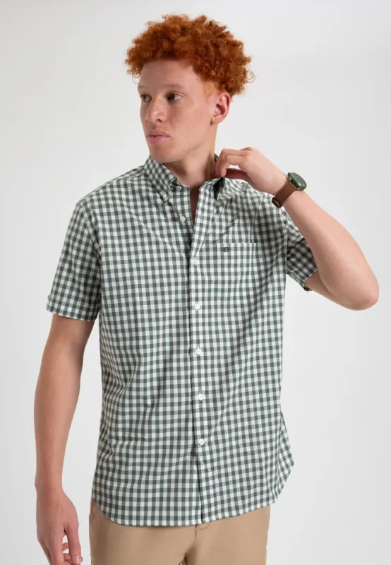 House Poplin Gingham Shirt - Olive made by Ben Sherman