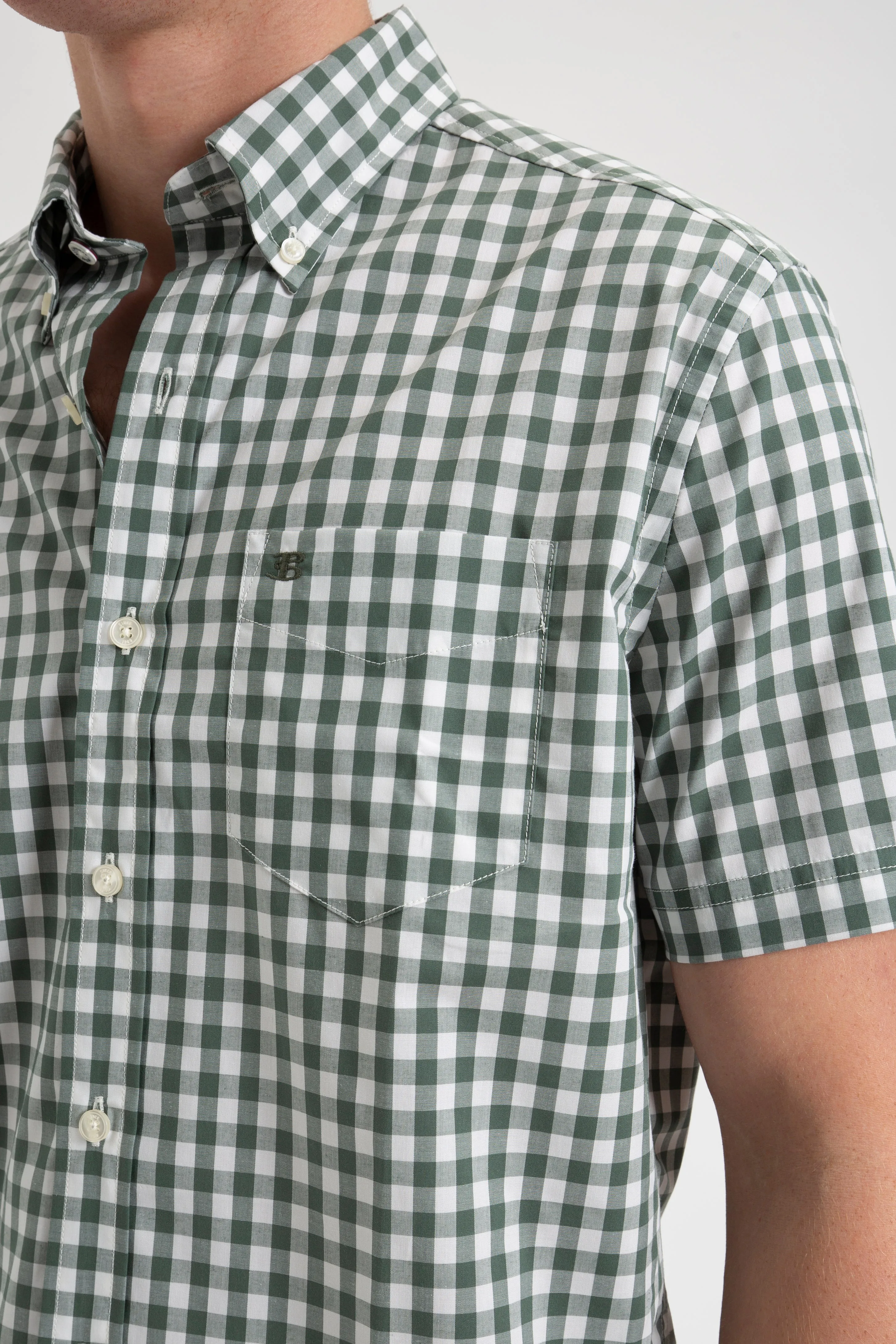 House Poplin Gingham Shirt - Olive sold by Ben Sherman product image thumbnail 4