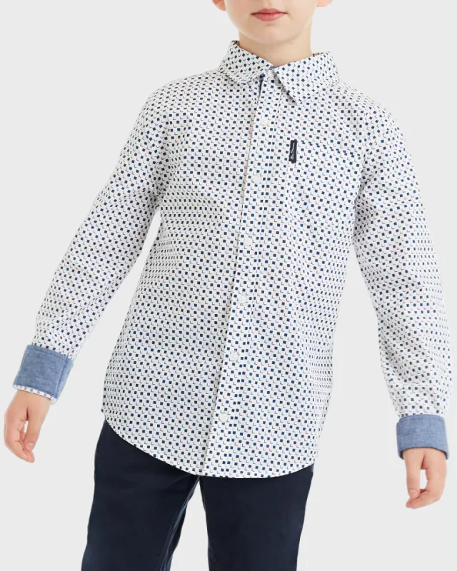 Boys Square Print Button-Down Shirt (Sizes 4-7) sold by Ben Sherman