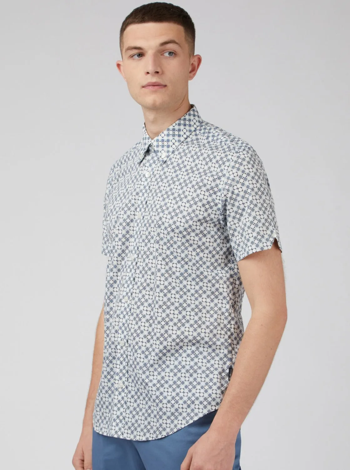 Mod Geo Print Short-Sleeve Shirt - Light Blue sold by Ben Sherman product image thumbnail 4