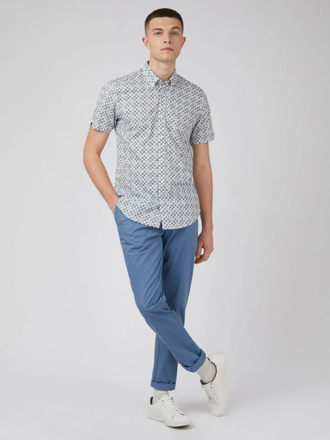 Mod Geo Print Short-Sleeve Shirt - Light Blue sold by Ben Sherman product image thumbnail 5