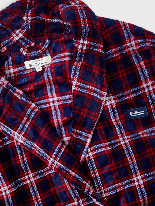 Red Check Fleece Knit Robe sold by Ben Sherman