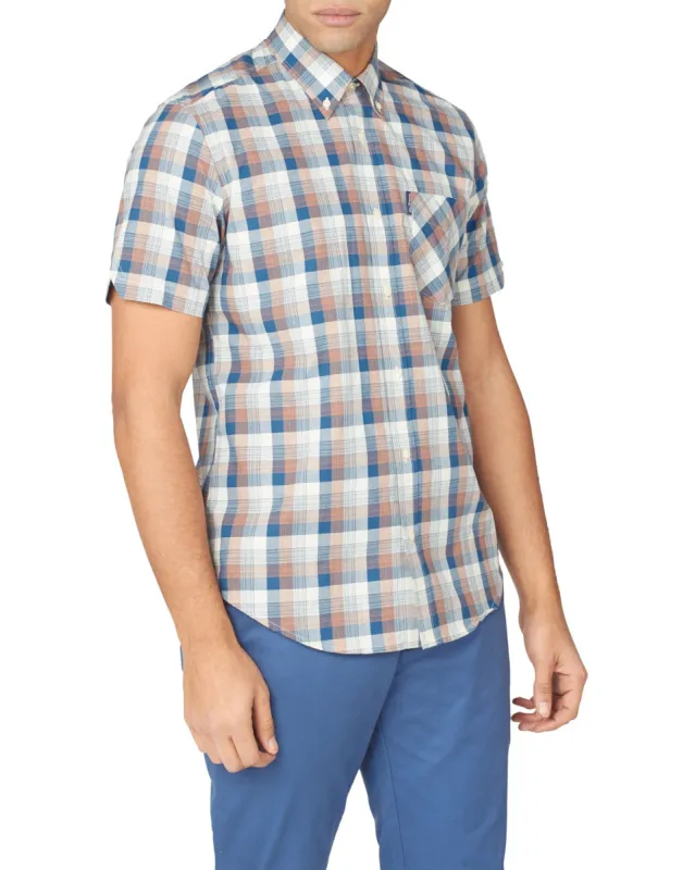 Short-Sleeve Gradient Check Shirt - Sea sold by Ben Sherman