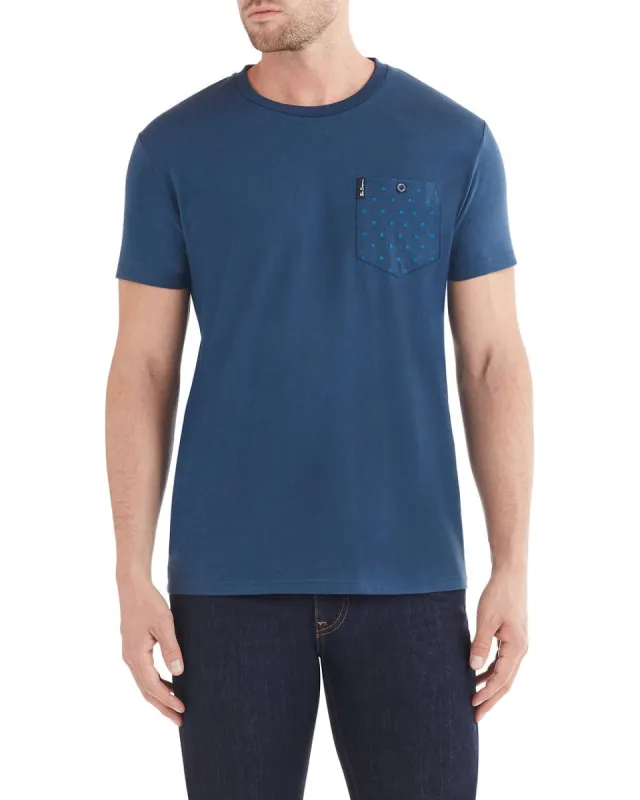 Dot Stripe Pocket Print Styled T-Shirt - Navy sold by Ben Sherman