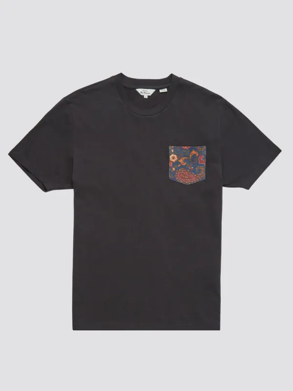 Organic Jersey Paisley Pocket Graphic Tee - Black sold by Ben Sherman